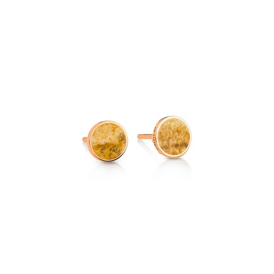 Boucles d'oreilles pour homme et femme en or rose et pierre jaspe image. Clous d'Oreilles Disc Ginette NY BOEVEPJ