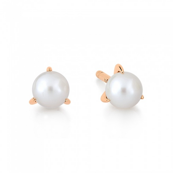 Boucles d'Oreilles pour femme en or rose et perles en nacre blanche. Boucles d'oreilles Maria Ginette NY BOMA01P