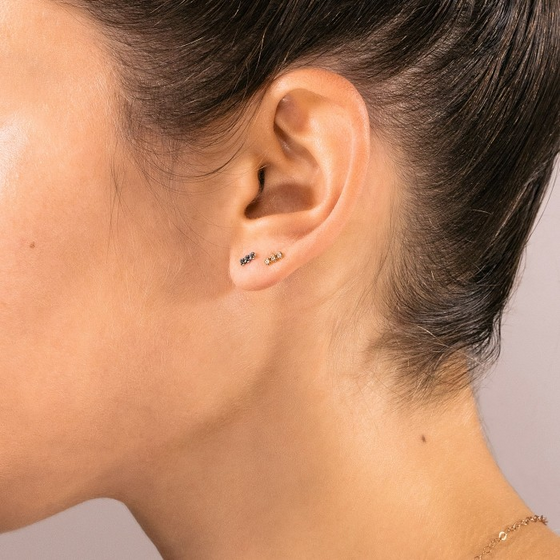 Clous d'Oreilles pour femme en or rose et diamants. Clous d'Oreilles Strip Ginette NY BODST