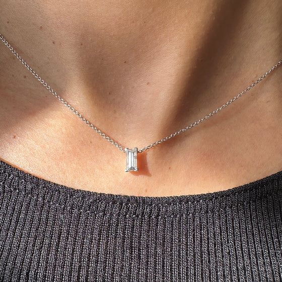 Baguette-cut diamond pendant necklace