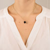 Collier pour femme en or rose et pendentif coeur en onyx noir. Collier Angèle Ginette NY ANO3