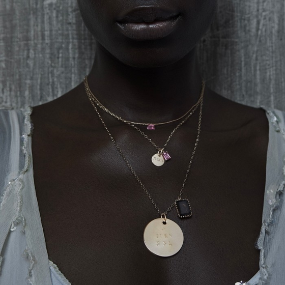 Collier pour femme en or rose et pendentif en topaze rose. Collier Cocktail Ginette NY COKPT3