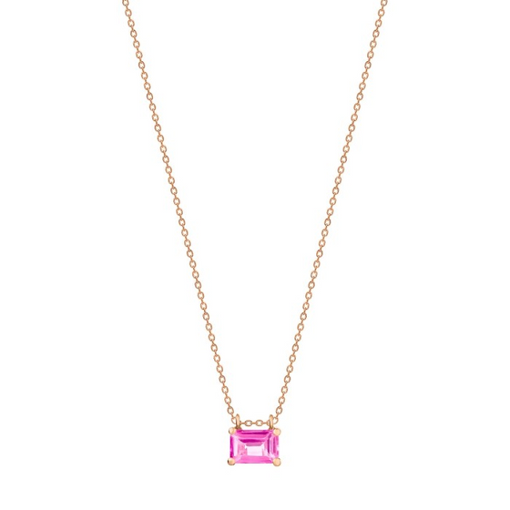 Collier pour femme en or rose et pendentif en topaze rose. Collier Cocktail Ginette NY COKPT3