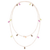 Collier pour femme en or rose et pendentifs en quartz citron, Quartz fumé et topaze rose. Collier Cocktail Ginette NY SCOK