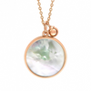 Collier pour femme en or rose et pendentif en nacre blanche. Collier Disc Ginette NY MA01P