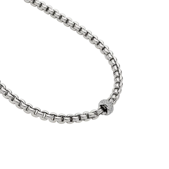 Collier flexible pour homme et femme en or blanc et diamants. Bracelet Eka Flex'it Fope 73001CX_PB_B_XBX_043