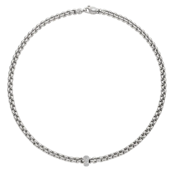 Collier flexible pour homme et femme en or blanc et diamants. Bracelet Eka Flex'it Fope 73001CX_PB_B_XBX_043