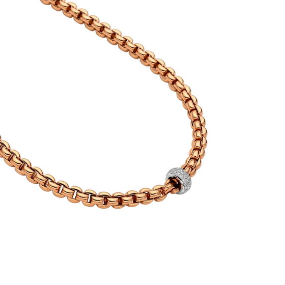 Collier flexible pour homme et femme en or rose et diamants. Bracelet Eka Flex'it Fope 73001CX_PB_R_XBX_043