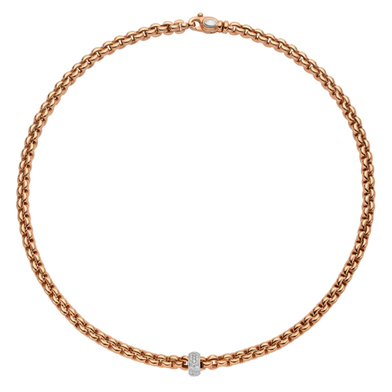 Collier flexible pour homme et femme en or rose et diamants. Bracelet Eka Flex'it Fope 73001CX_PB_R_XBX_043