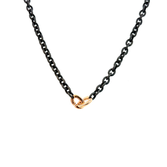 Collier pour homme et femme en titane avec boucles en or rose. Collier Essentia Anteo 155549