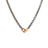 Collier pour homme et femme en titane gris avec boucles en or rose. Collier Essentia Anteo 155550