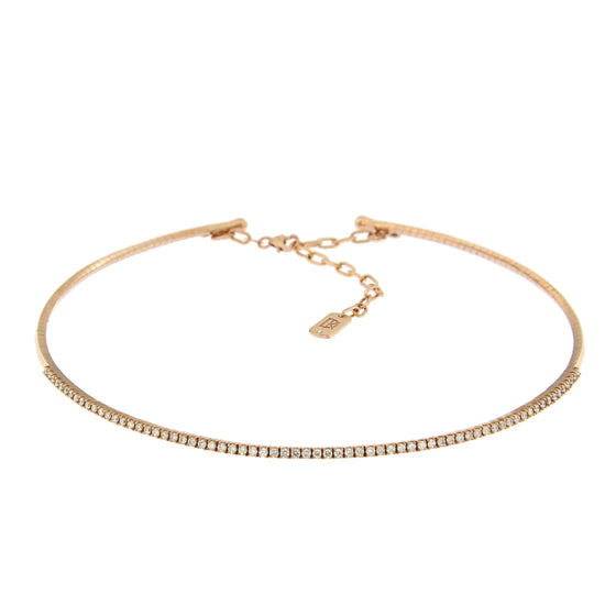 Collier ras-de-cou pour femme en or rose et diamants blancs. Collier Fancy Dinos Karalis KO00009-025-01