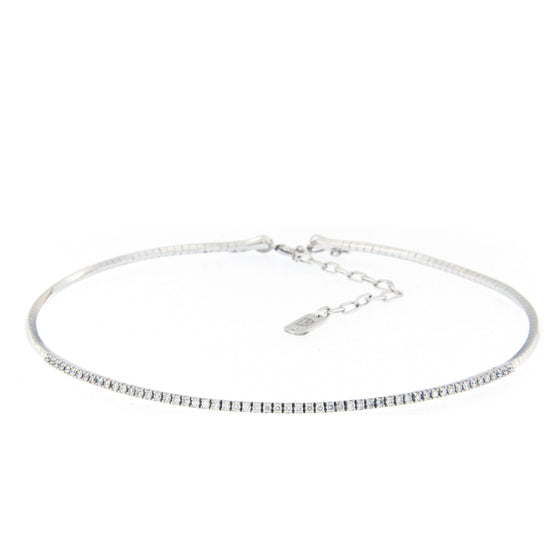 Collier ras-de-cou pour femme en or blanc et diamants blancs. Collier Fancy Dinos Karalis KO00009-026-01