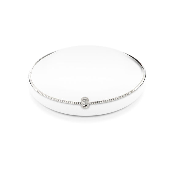 Collier ras-de-cou pour femme en or blanc et diamants blancs. Collier Fancy Dinos Karalis KO00019-002-01