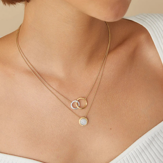 Collier pour femme en or jaune 18 carats et diamants blancs. Collier Jaipur Link Marco Bicego CB1674-B