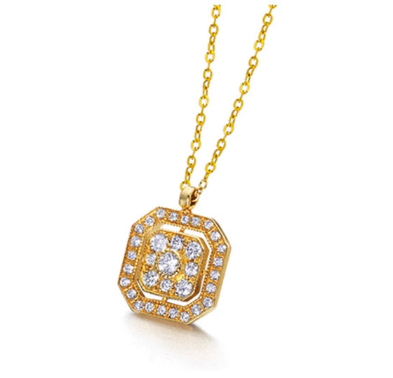 Collier pour femme en or jaune 18 carats et diamants blancs. Collier Le Carre GD145OA