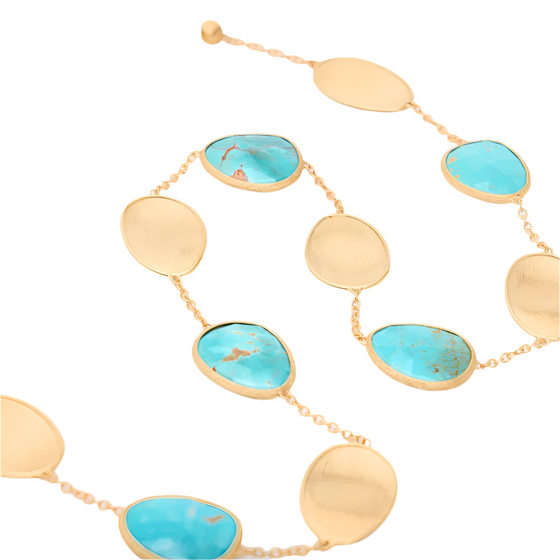 Collier pour femme en or jaune 18 carats et amazonites. Collier Lunaria Marco Bicego CB2099-AMA01-Y-02