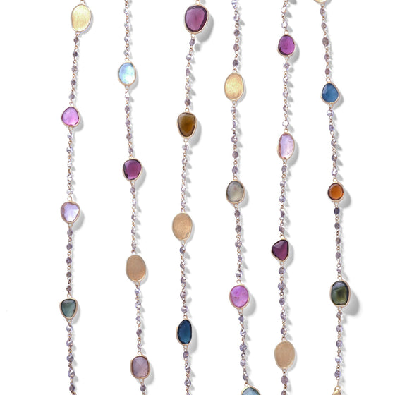 Collier pour femme en or jaune 18 carats et tourmalines multicolores. Collier Lunaria Marco Bicego CB2559-BBTM01