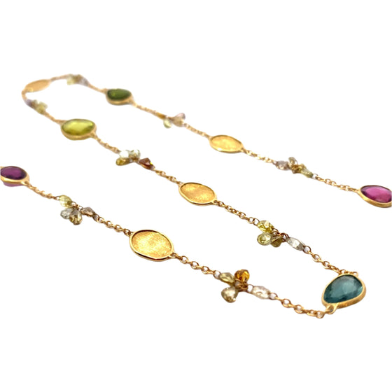 Collier pour femme en or jaune 18 carats et tourmalines multicolores. Collier Lunaria Marco Bicego CB2574-BMTM01