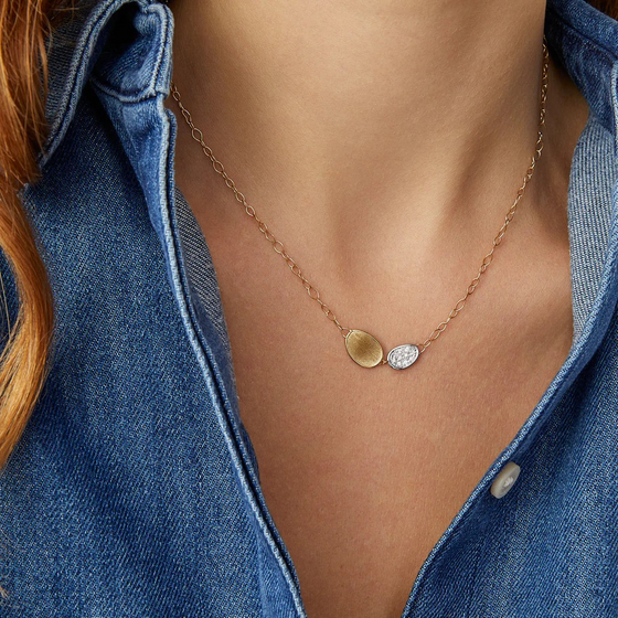 Collier pour femme en or jaune 18 carats et diamants blancs. Collier Lunaria Marco Bicego CB2591-B
