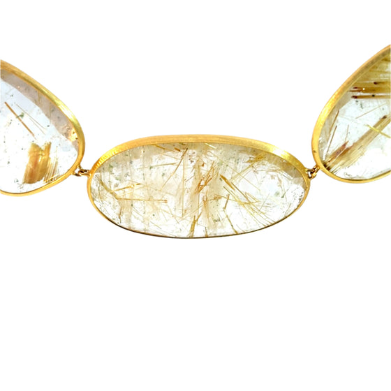 Collier pour femme en or jaune 18 carats et quartz rutile. Collier Lunaria Marco Bicego CB2701-QRT01