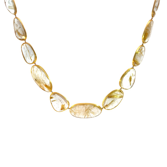 Collier pour femme en or jaune 18 carats et quartz rutile. Collier Lunaria Marco Bicego CB2701-QRT01