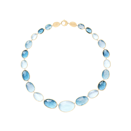 Collier pour femme en or jaune 18 carats et topazes bleues. Collier Lunaria Marco Bicego CB2791_ TP01