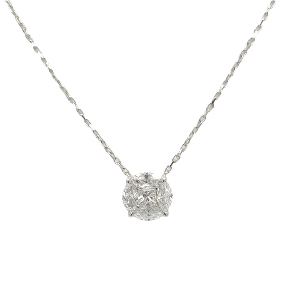 Collier pour femme en or blanc avec un pendentif en diamants blancs. Collier Michaud 145252