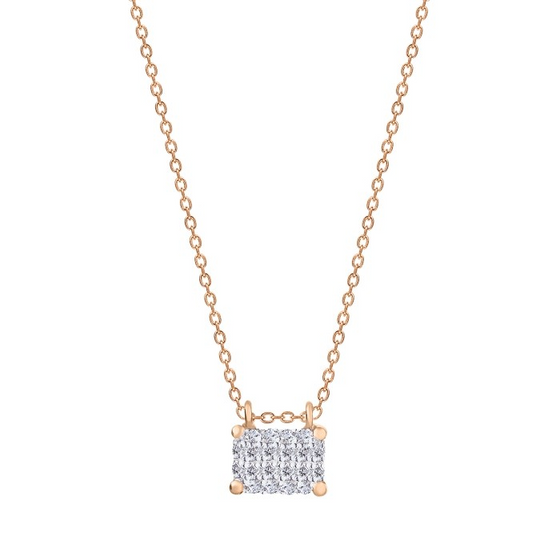 Collier pour femme en or rose et pendentif en diamants blancs. Collier Midnight Ginette NY MDND3