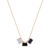 Collier pour femme en or rose et pendentifs en onyx, blue sandstone et diamants blancs. Collier Midnight Ginette NY MDND4