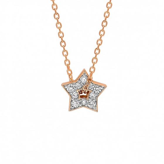 Collier pour femme en or rose et pendentif étoile diamants blancs. Collier Milky Way Ginette NY MWD03