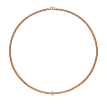  Collier pour homme et femme en or rose avec un maillon or blanc pavé de diamants blancs. Collier Prima Flex'it Fope 74408CX_BB_R_BBB_043