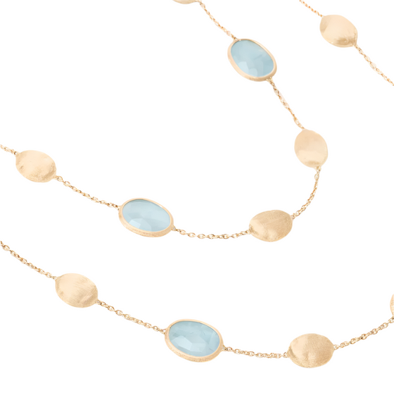 Collier pour femme en or jaune 18 carats et aigue-marines bleues. Collier Silviglia Marco Bicego CB1624-AQ01