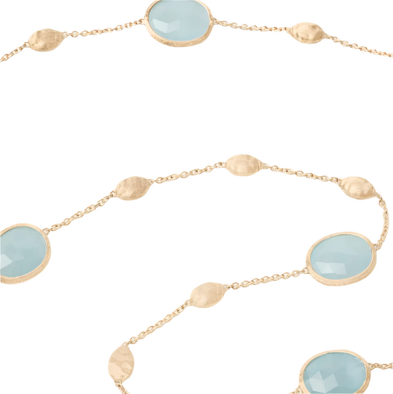 Collier pour femme en or jaune 18 carats et aigue-marines bleues. Collier Silviglia Marco Bicego CB2654_AQ01