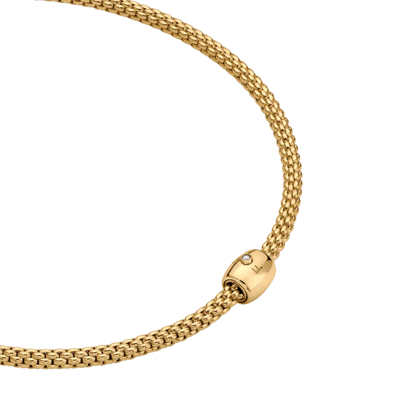 Collier pour homme et femme en or jaune et diamant blanc. Collier Solo Flex'it Fope 62606CBBR