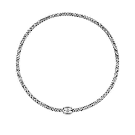 Collier pour homme et femme en or blanc et diamant blanc. Collier Solo Flex'it Fope 62606CX_BB_B_XXX_040