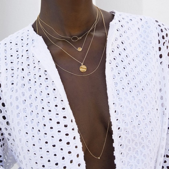 Collier sautoire pour femme en or rose et pendentif diamant. Collier Tub Ginette NY TD2