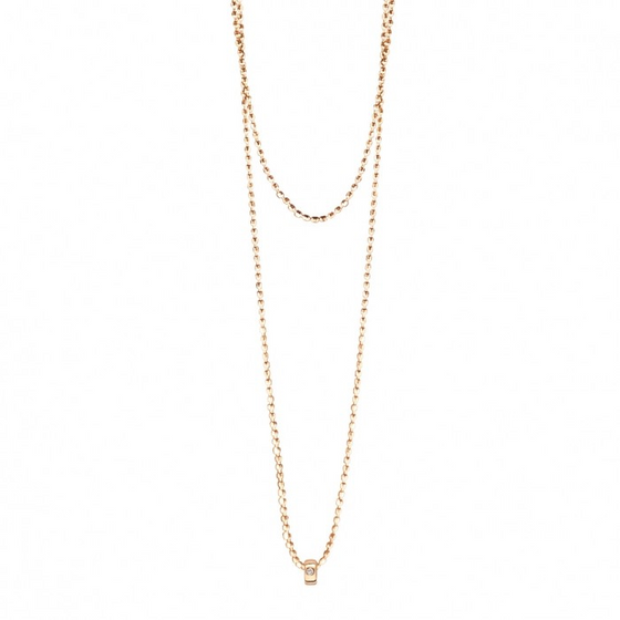 Collier sautoire pour femme en or rose et pendentif diamant. Collier Tub Ginette NY TD2