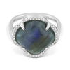 Ring, Labradorite, Diamond Bezel, White Gold