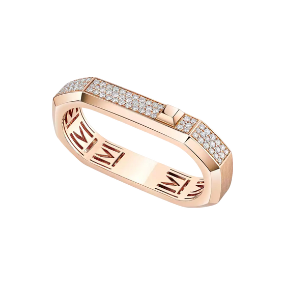 Moderniste pavé two-finger ring Pink Gold Diamond Ring