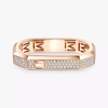 Moderniste pavé two-finger ring Pink Gold Diamond Ring