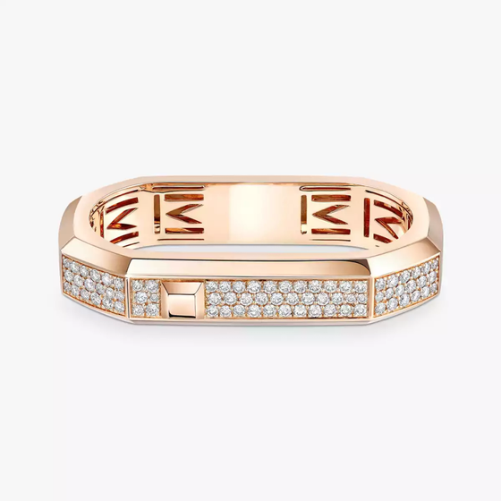 Moderniste pavé two-finger ring Pink Gold Diamond Ring