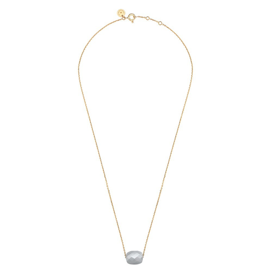 Grey Moonstone Cushion Yellow Gold Necklace