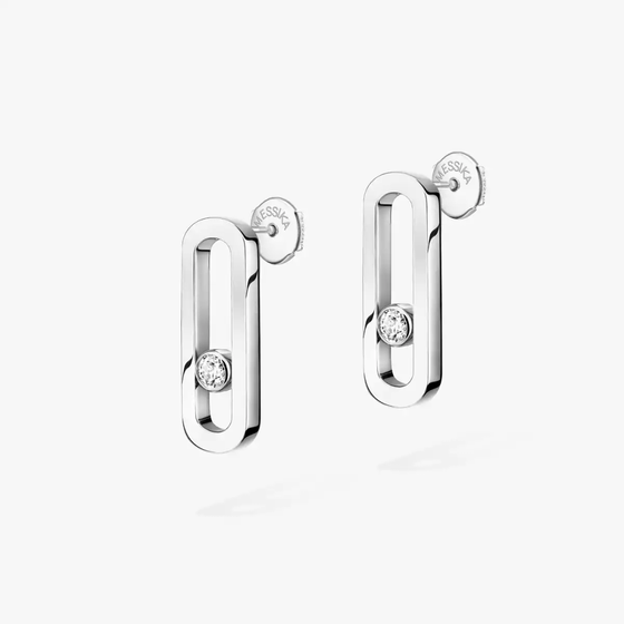 Move Uno White Gold Diamond Earrings