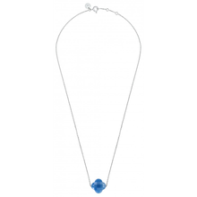  Blue Quartz Clover White Gold Necklace