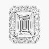 Joy emerald-cut diamond earrings, small Joy stud earrings in 18-karat white gold with two 0.15-carat emerald-cut diamonds, elevated with a diamond entourage.