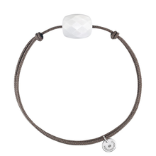  White Agate Cushion Taupe Cord Bracelet