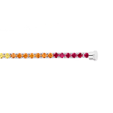  Coloured stones line bracelet in 18k white gold