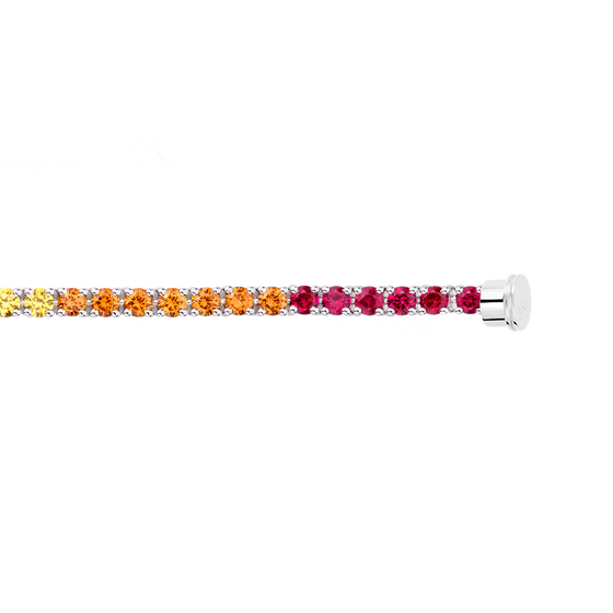 Bracelet ligne pierres de couleurs or blanc 750/1000e