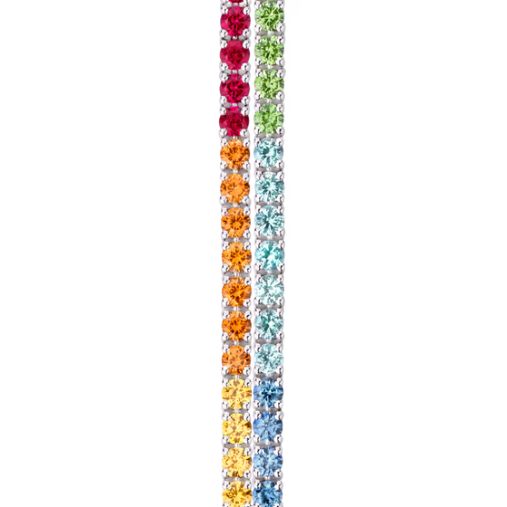 Bracelet ligne pierres de couleurs or blanc 750/1000e